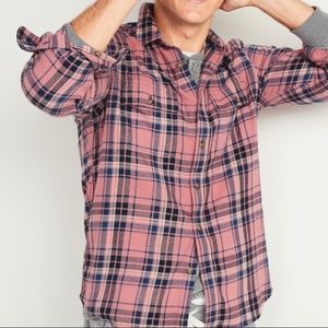 Men’s OLD NAVY Flannel Button Down Pink Size M